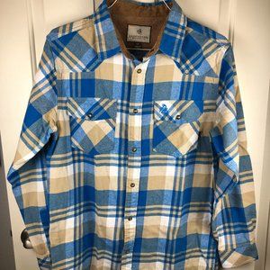 Men's Bright Blue and Tan Plaid Flannel Shirt - Legendary Whitetails Large Tall